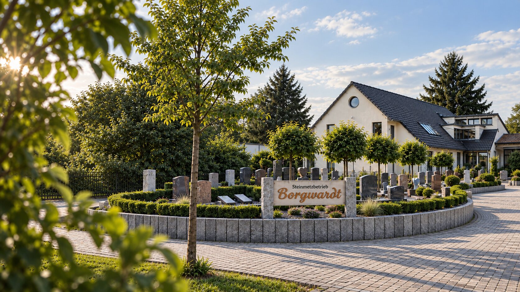 Außenansicht des Steinmetzbetriebs Borgwardt an der Ernst-August-Straße in Walsrode