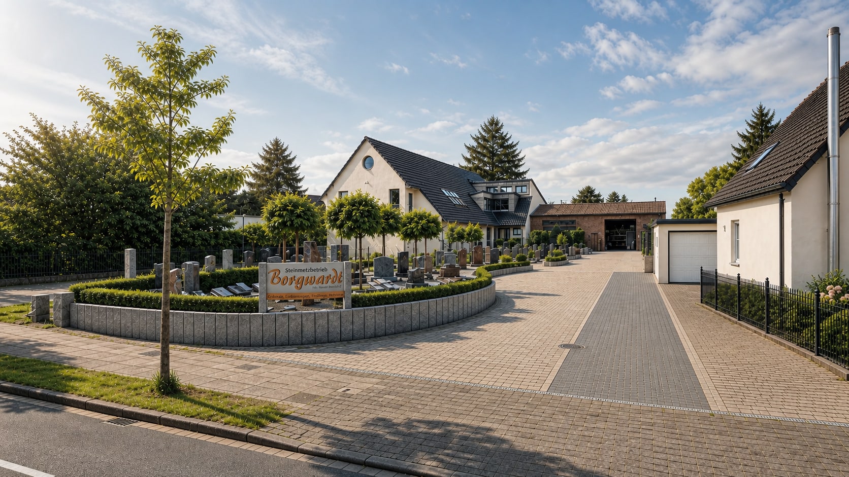 Außenansicht des Steinmetzbetriebs Borgwardt an der Ernst-August-Straße in Walsrode